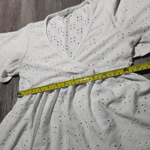 Gaze Apparel white eyelet babydoll top  ✦ white puffy-sleeved wrap top ✦ - Picture 11 of 12